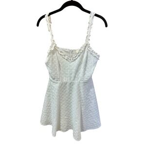 Altar'd State White Eyelet Mini Dress Ruffle Strap Fit Flare 268F149NYI Womens M